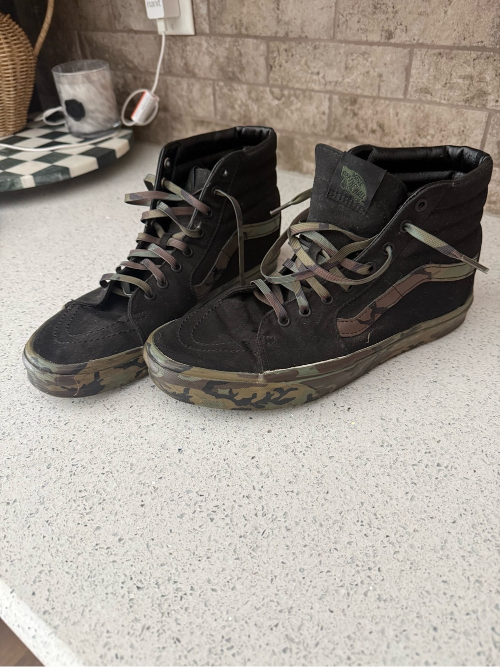 Vans Black High-Top Sneakers with Camo Trim